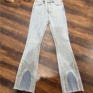 Embellished Light Blue Women's Jeans